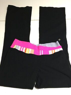 Lululemon Pants Womens 8 Black Crossover Waistband Flare Pull On Yoga